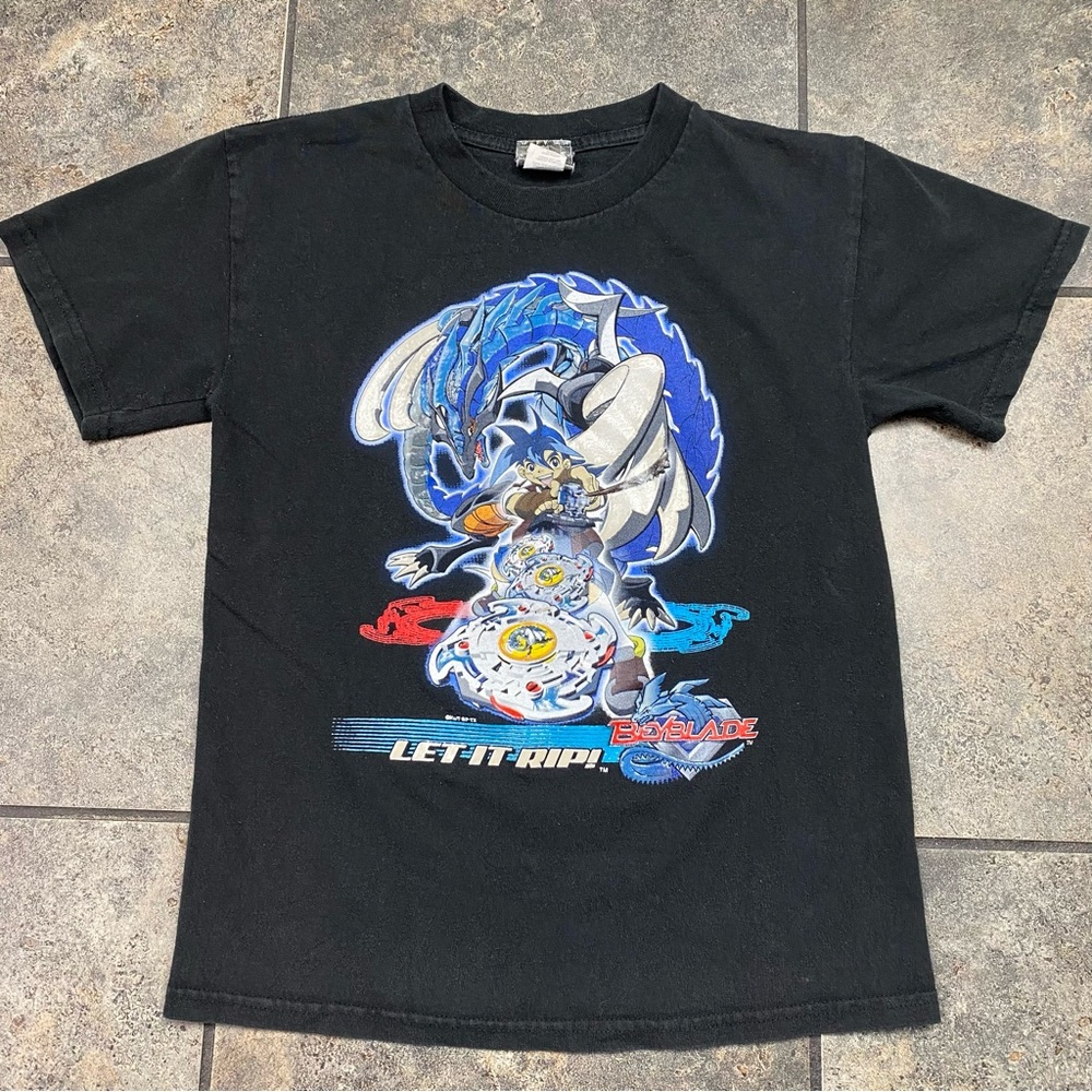Boy’s/Kid’s VTG 90’s Beyblade “Let It Rip” Short Sleeve T-Shirt Size Small